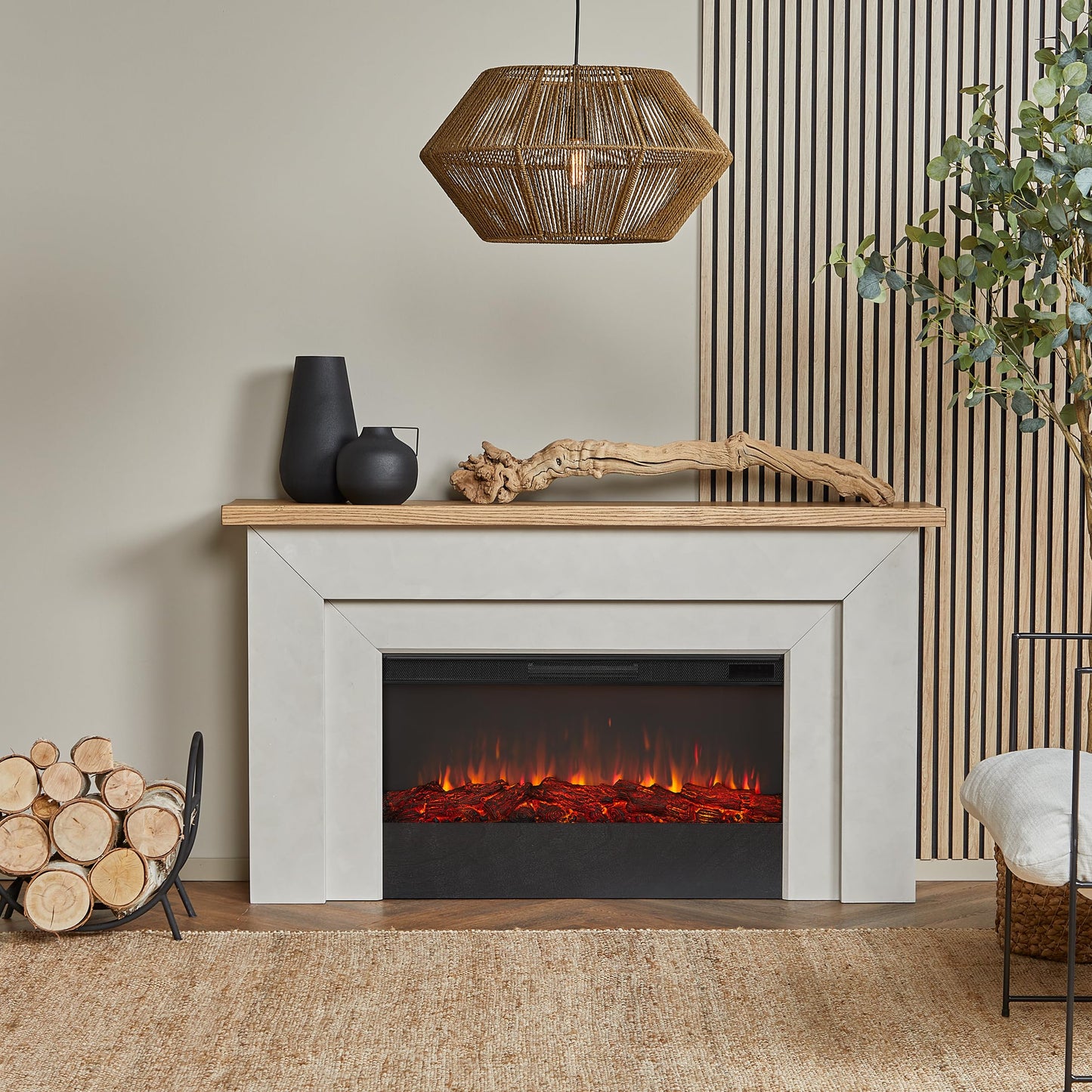 68" Electric Fireplace with Mantel and Remote Control
